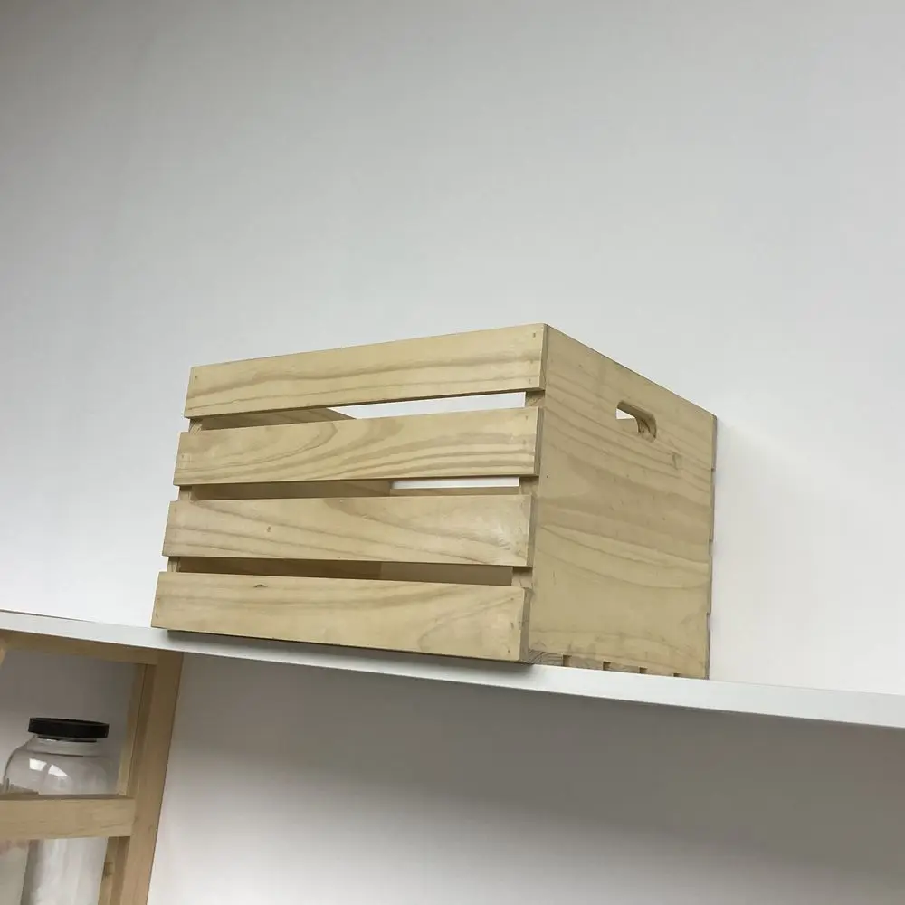 OEM Europe Painted Laser Technique Customized Logo Storage Simple Home Decoration Storage Pine Wooden Crate Box