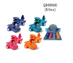 New style 8pcs inertial dinosaur deformation car toy simulation model collision sliding pull back friction vehicle toys for kids