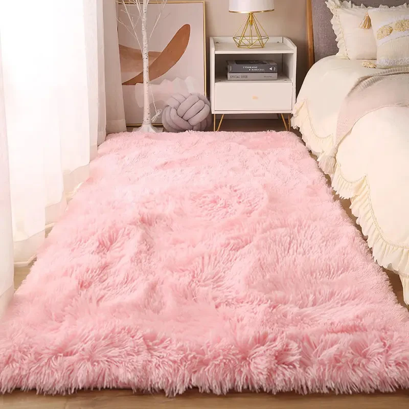 Hot Sale Factory Ins Style Custom Soft Mat Different Solid Tie-dyed Color Plush Rug Living Room Fluffy Carpet