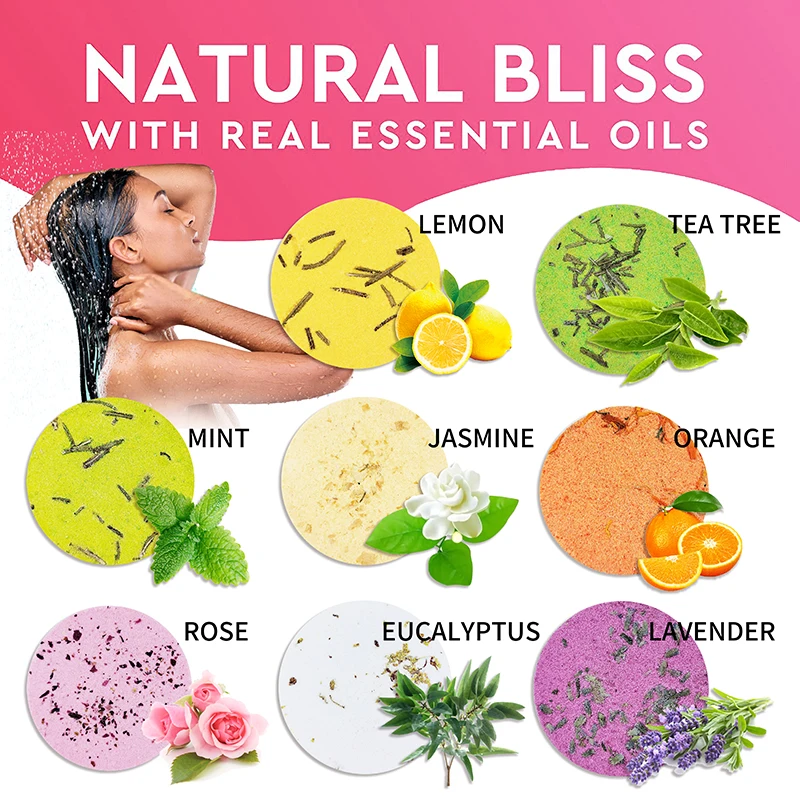 Bomei hot sell instock gift set organic lavender shower aromatherapy tablets vegan supplier aromatherapy luxury shower steamer