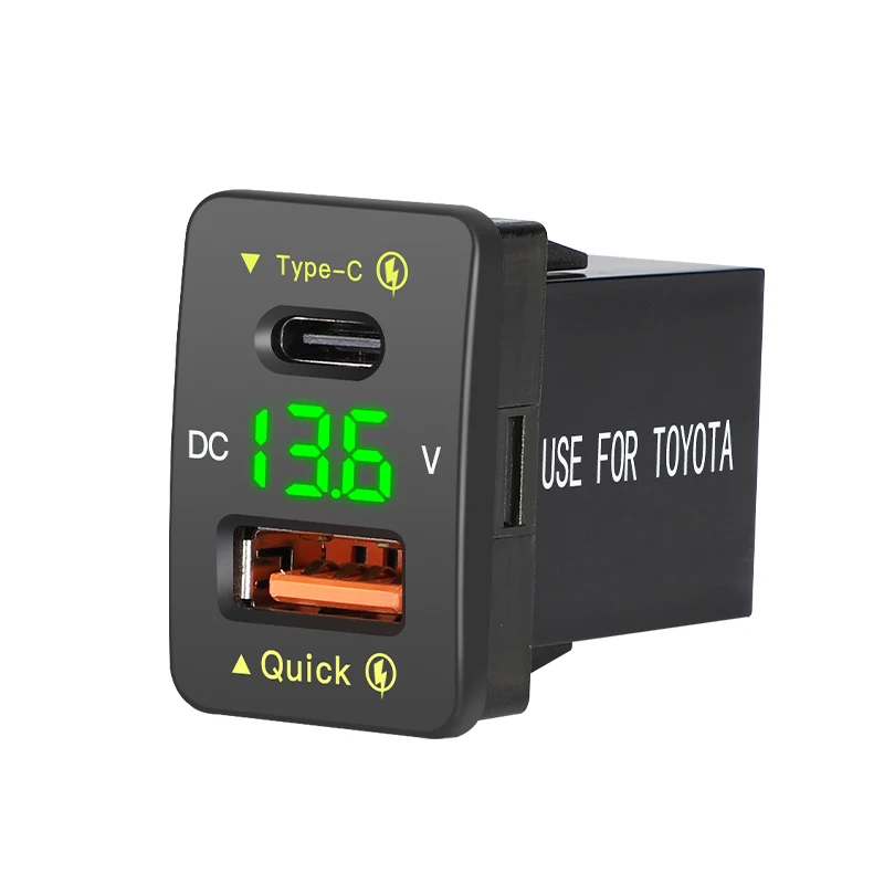 Oem с вольтметром Мини Автомобильное зарядное устройство Usb розетка 12V 9V2A Pd 18W Type C автомобильное