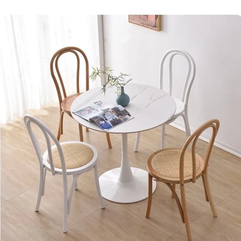 Nordic style white wedding chairs Outdoor living Room Solid wood rattan woven dining chairs for sale