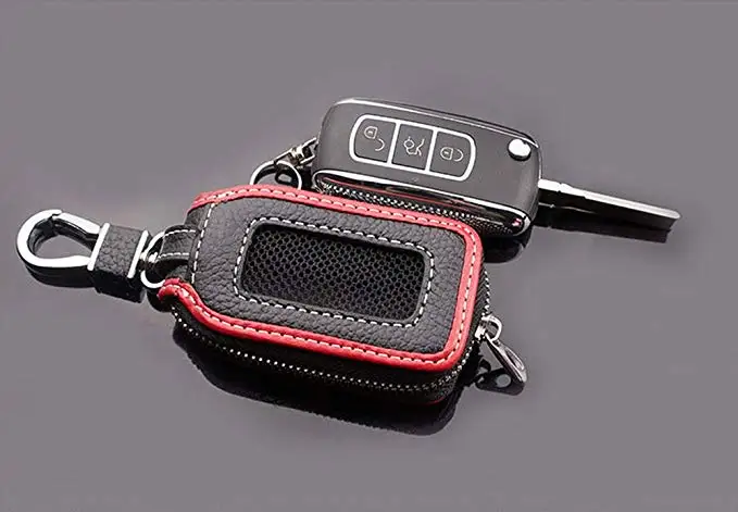 
Genuine Leather Auto Car Key FOB Holder Protector Cover Smart Key Chain with Metal Hook Car Key case Key Bag 