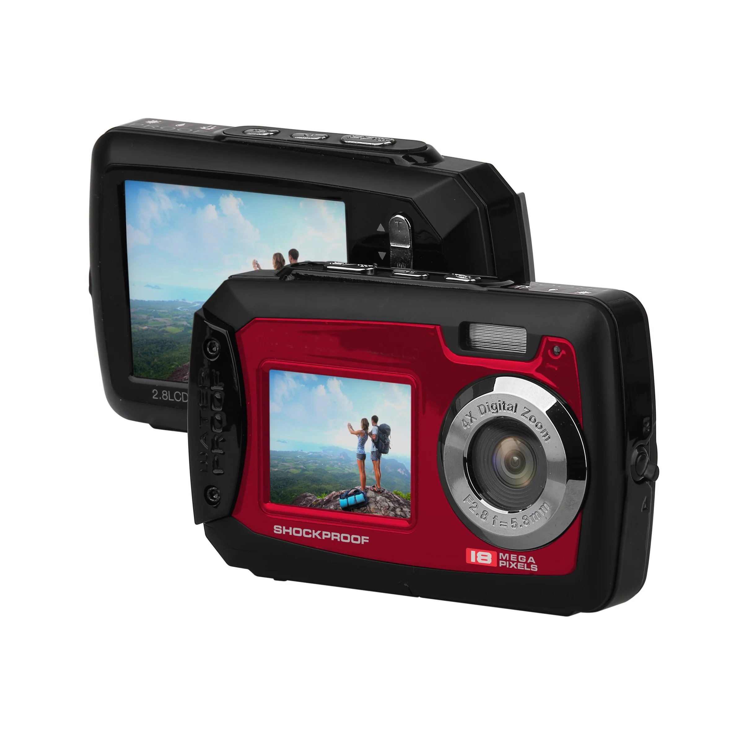 4X zoom digital sports action HD waterproof double screen camera