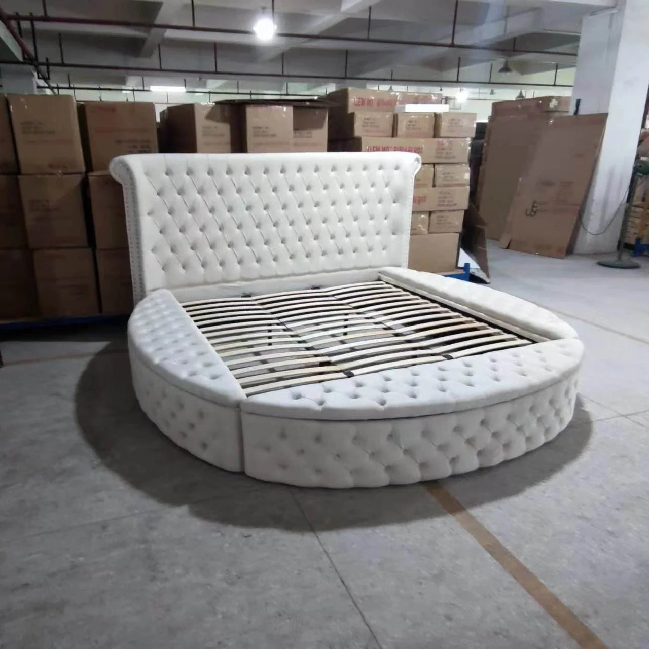 Оправа для гостиничной кровати, бархатная круглая кровать королевского размера с каркасом для хранения