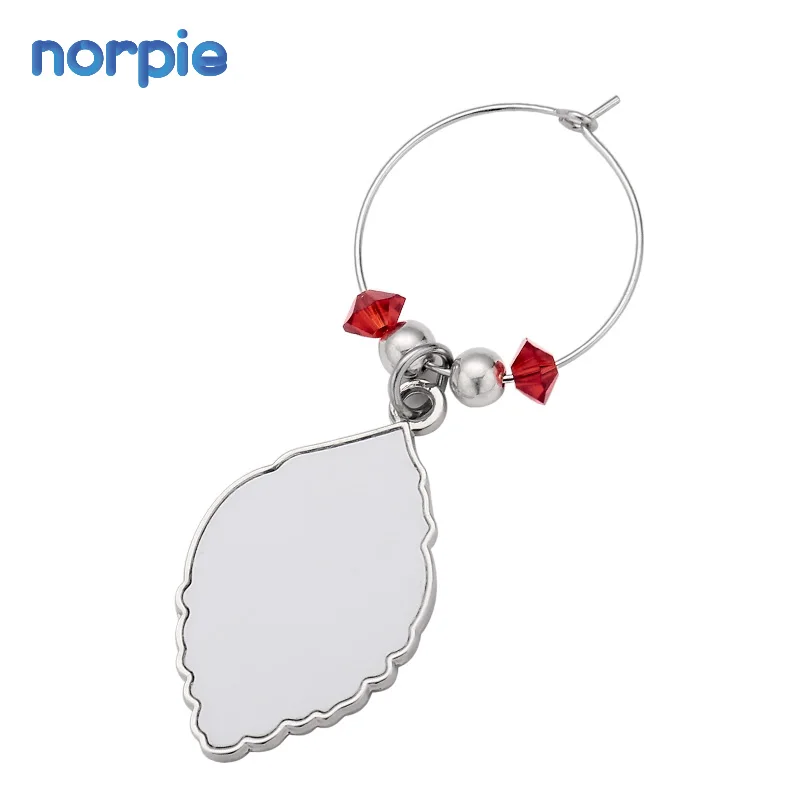 Wine Accessories Sublimation Leaf Shape Wine Glass Ring Charms For Wedding Party