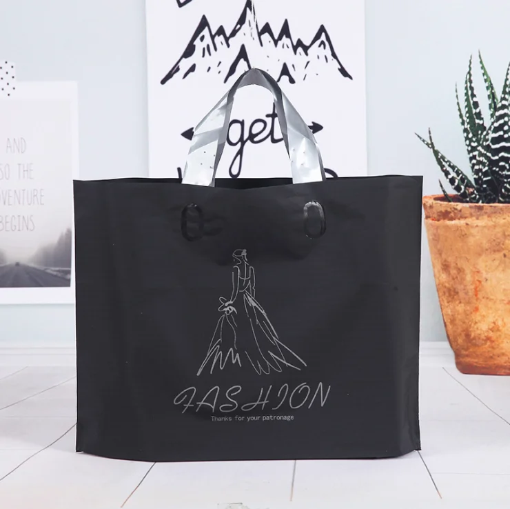 Custom Printed Logo Biodegradable Clothes Shopping Poly PE Plastic Shopping Bag With Handle