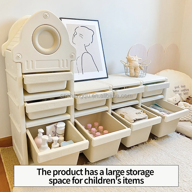 child toy storage shelf shelves living room furniture durable multi-layer large capacity plastic kids toy storage cabinet