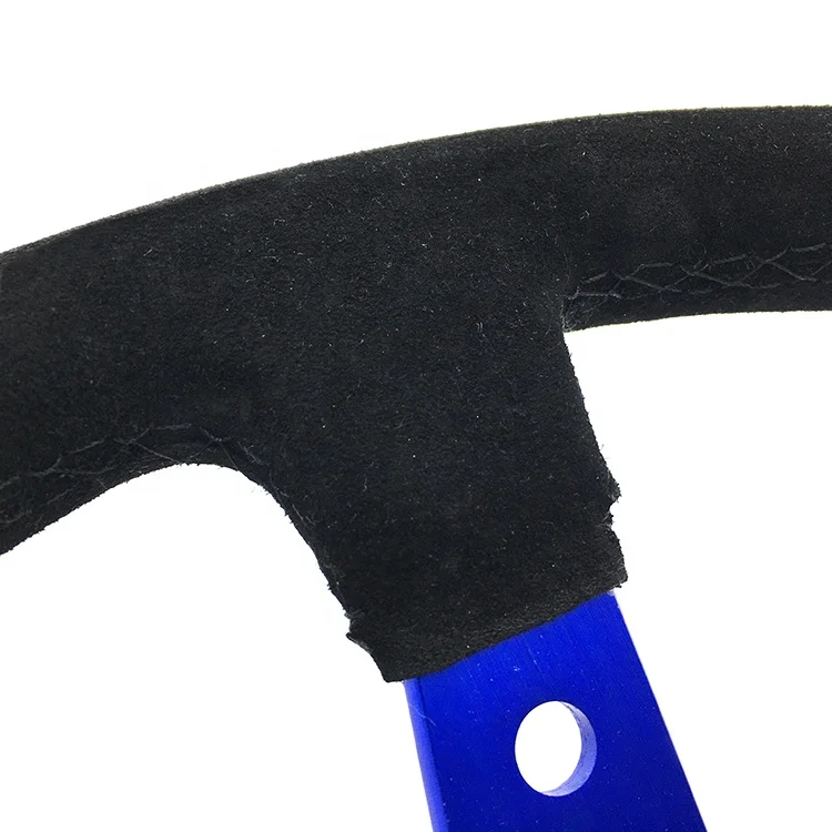 Customizable embroidered customer LOGO and horn  LOGO high quality suede racing steering wheel