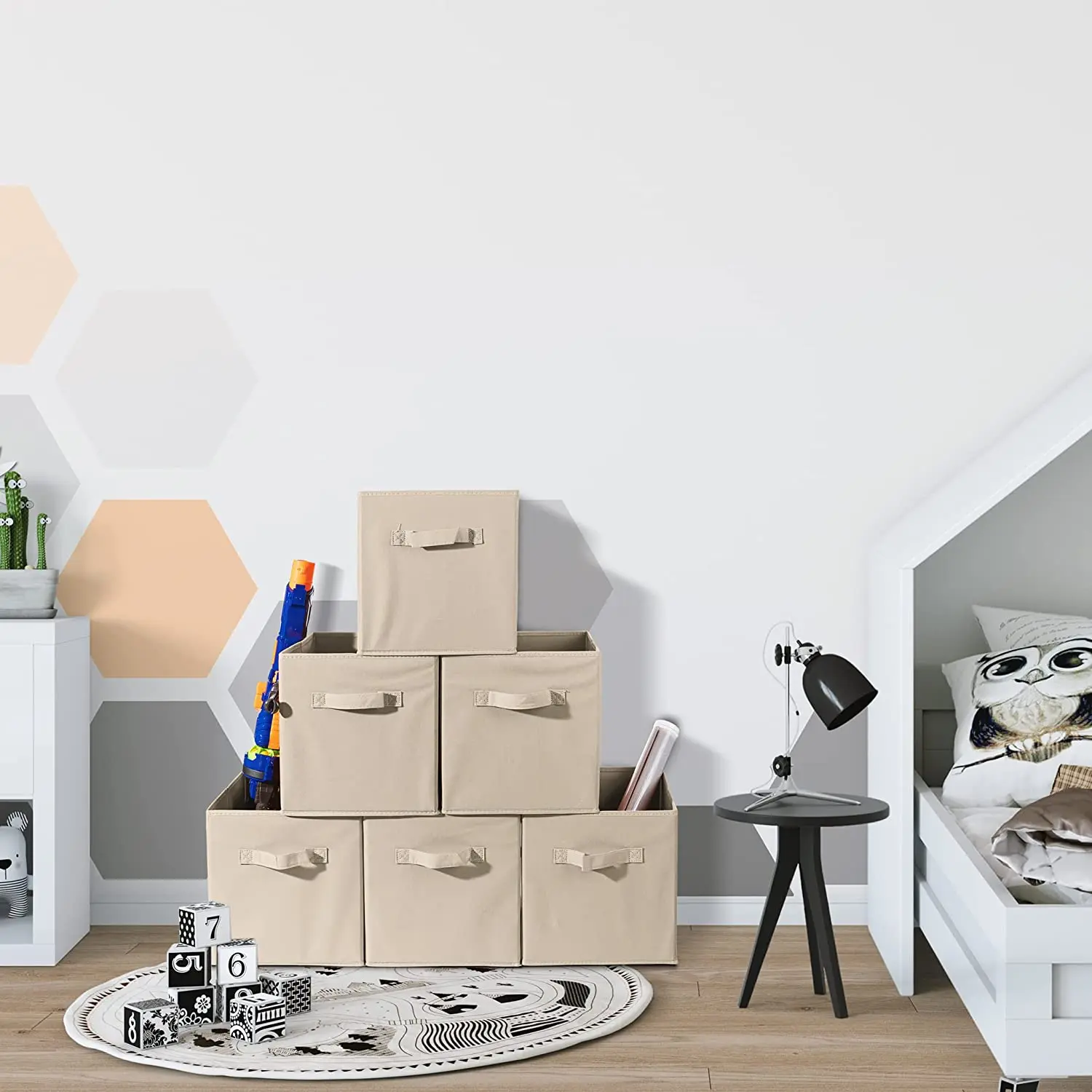 ANQI 2022 6-Pack Foldable Cube Fabric Storage Bin Storage Boxes for kids