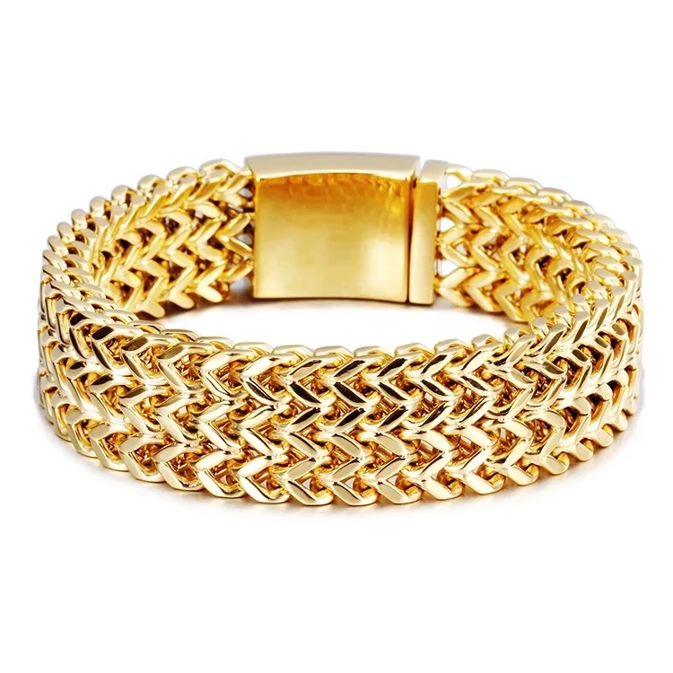 Custom new 316L steel bracelet, contracted fashion, 18k gold plating jewelry chain stainless steel bangle