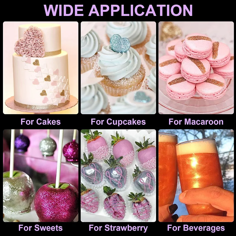 Edible Mica Powder for Cake Decoration Edible Luster Dust Food Glitter for Cake Macaron