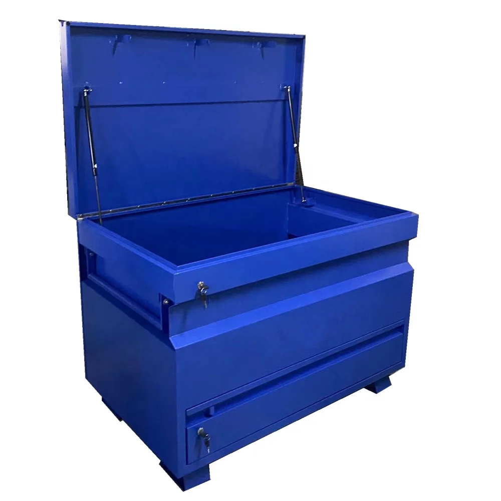 High Quality 1.5mm Galvanized Steel Job Box Waterproof Powder Coated Truck Tool Box with Drawer for Building Site Storage