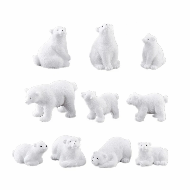 Treasured Trinkets White Miniature Figurine Resin Furnishing Resin Animal Figurines Garden Resin Bear