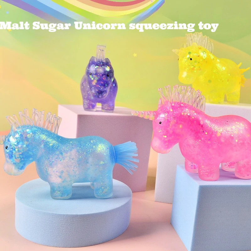 2024 New Design TPR Unicorn Squeeze Toy Sugar Maltose Filled Stress Ball Toys Hot Sell