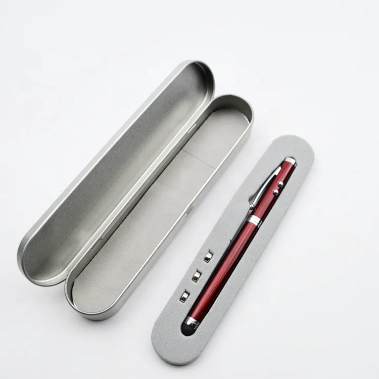Popular sale multi functional metal light screen stylus promotion laser ball pen with box sets
