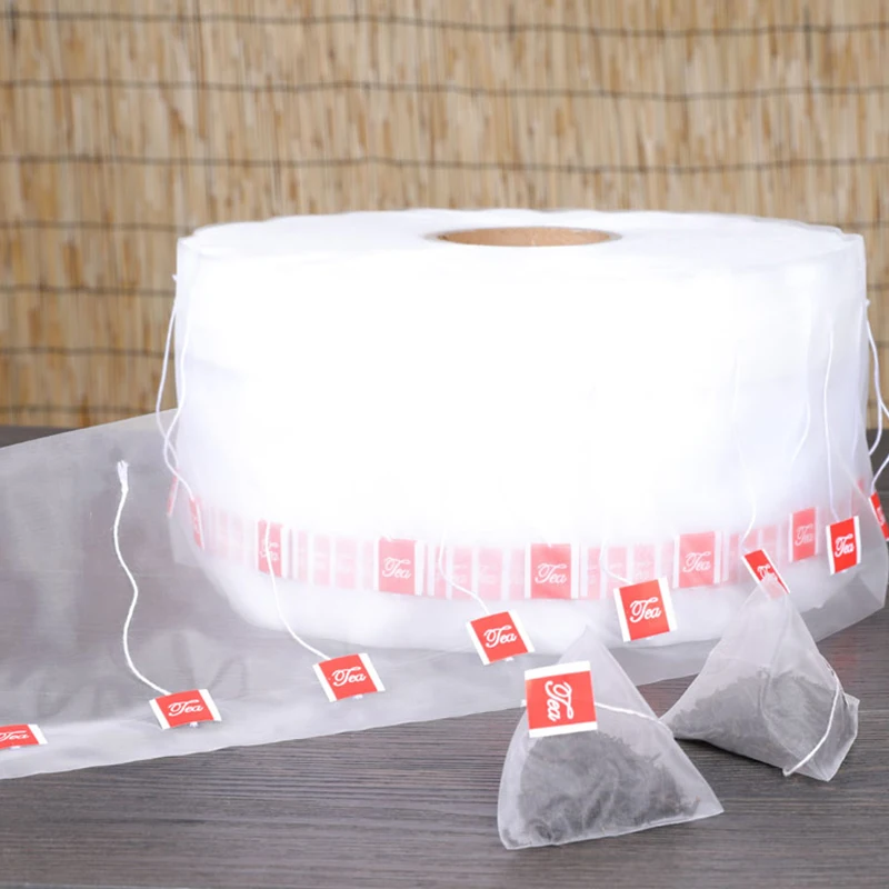 Low MOQ heat seal friendly material disposable empty coffee nylon teabag filter roll with customized label