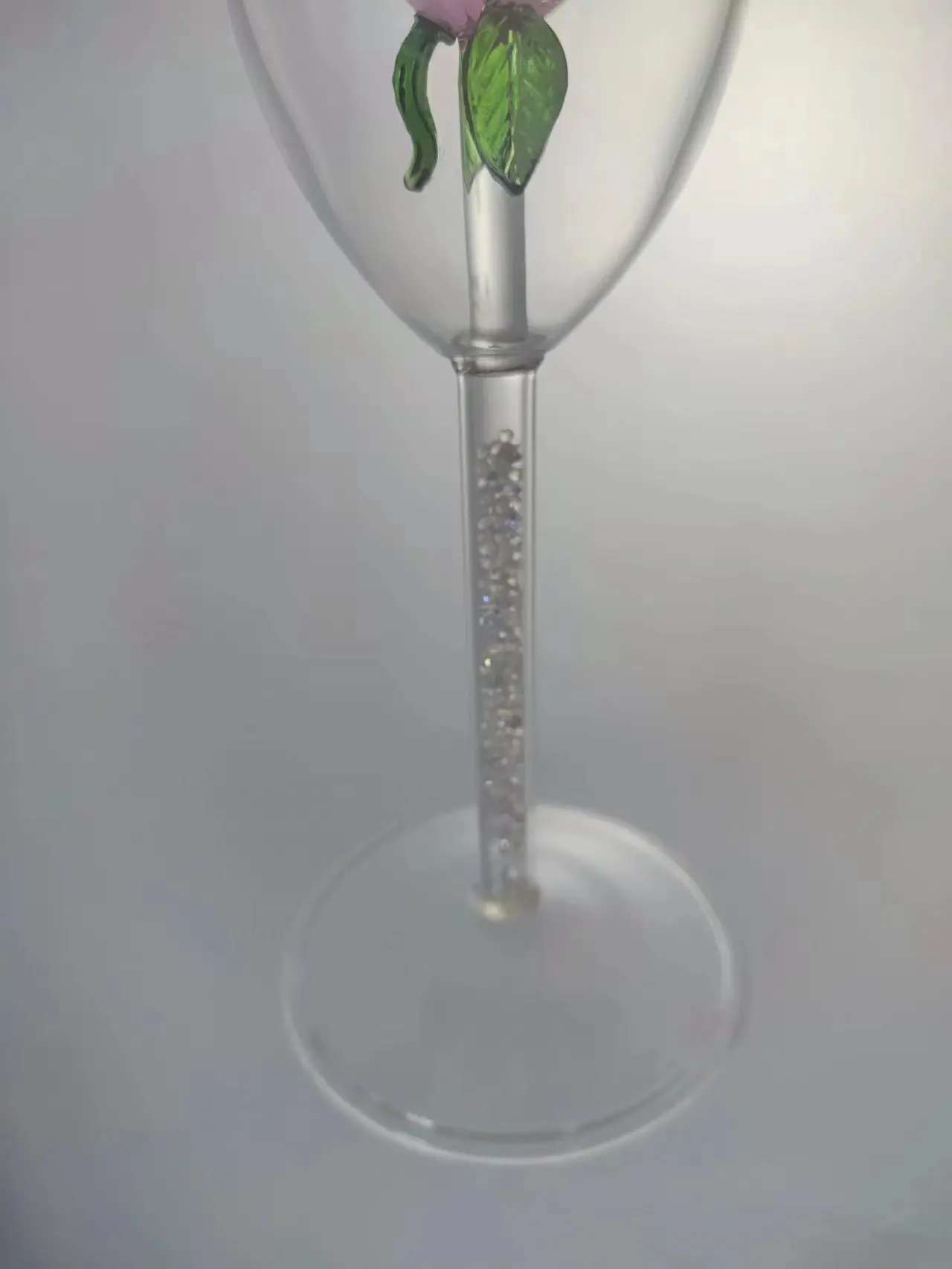 Luxury Champagne Flutes Hand Blown Glass Goblet Crystal Diamond Stems Red Wine Cups with 3D Rose  Shape Cups Wine Glasses Gift