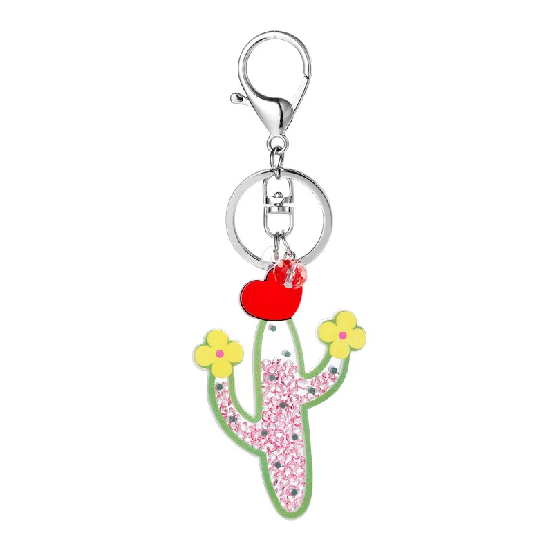 Hot sale High Quality Factory Direct Sales Transparent Cartoon Flash Powder Acrylic Resin Key Chain Car Pendant