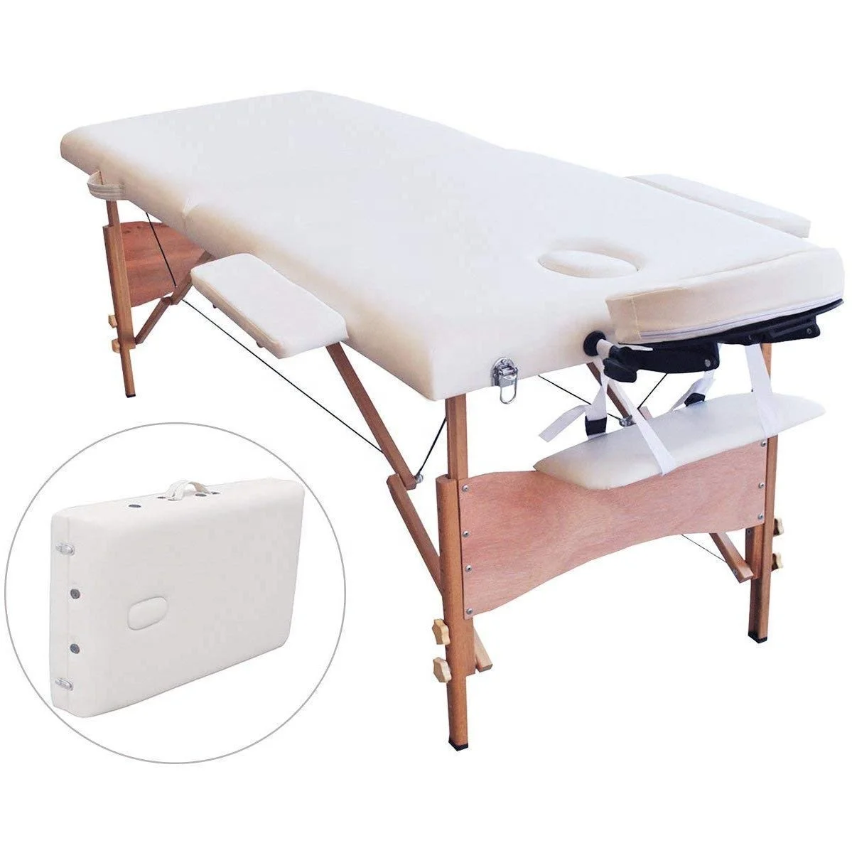
White Color Portable Collapsible Tattoo Beauty Massage Bed Two Folding spa moxibustion bed massage table 