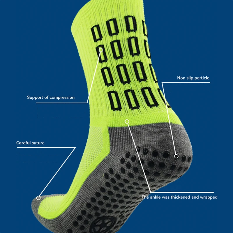 Qichuan Custom Compression Crew Glue Durable Running Outdoor Sports Terry Thickened Grip Basketball Football Socks Soccer