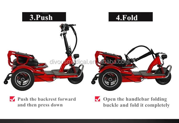 hot sale, lightweight folding three-wheeled scooter, electric bicycle