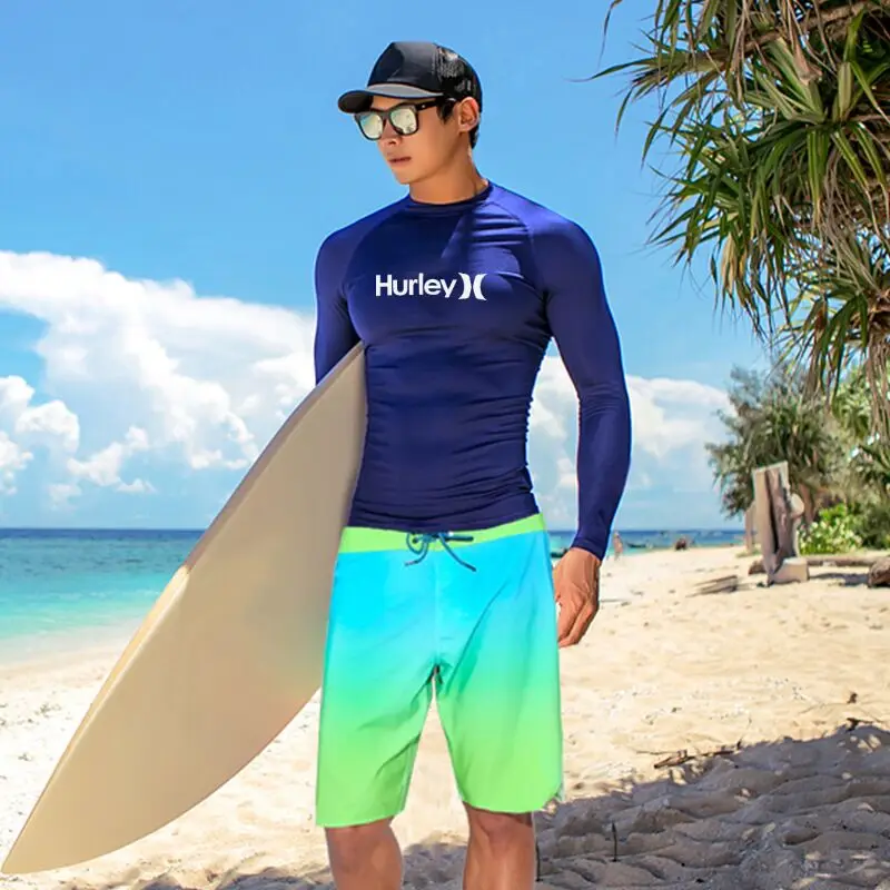 Upf50+ Quick Dry boys Surfing waterproof Hurley custom rashguard mens swimming shirts beachwear mma rashguard long sleeve