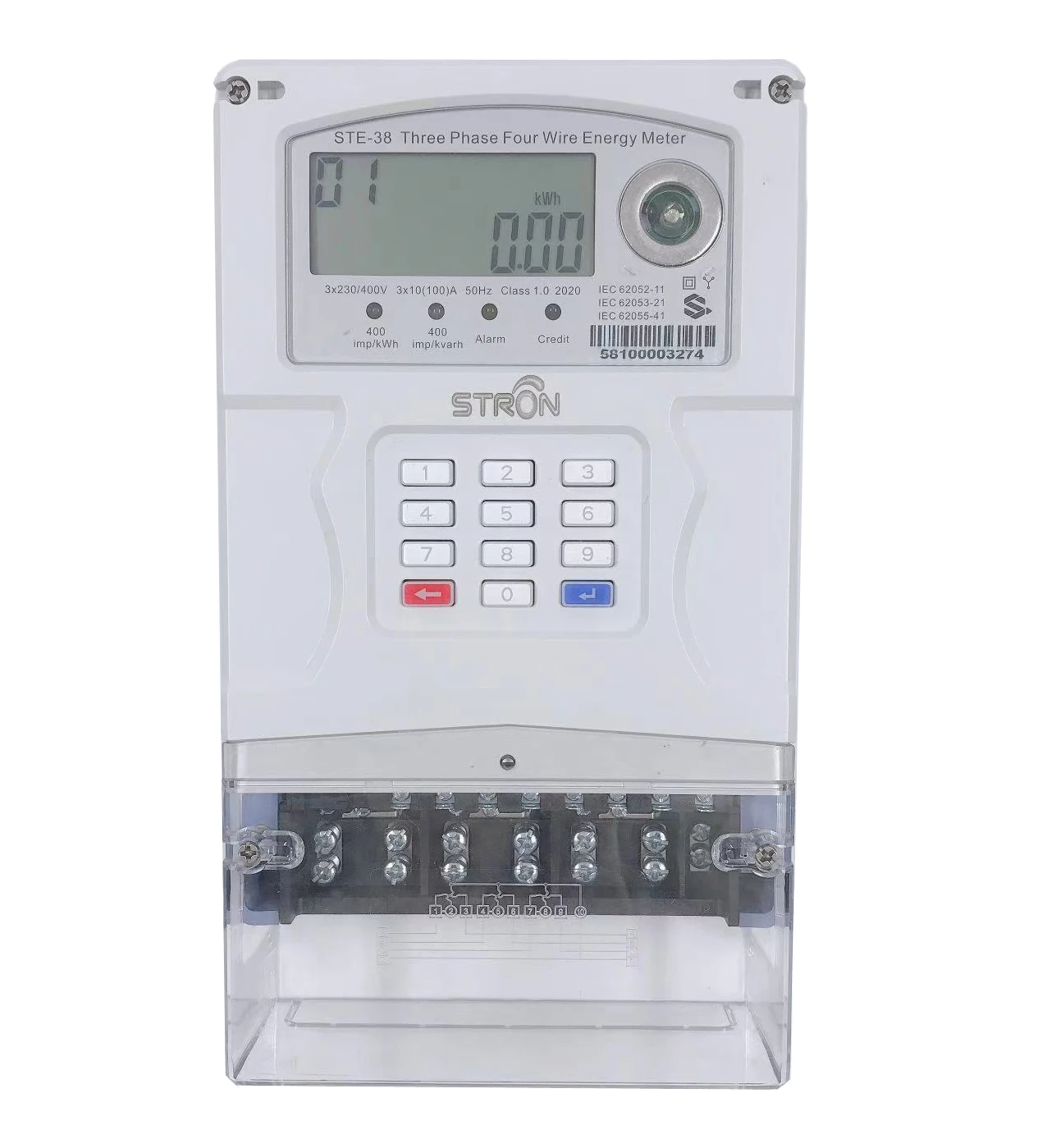 Smart Measuring Device STS Standard IP54 Prepaid Keypad Three Phase Energy Meter