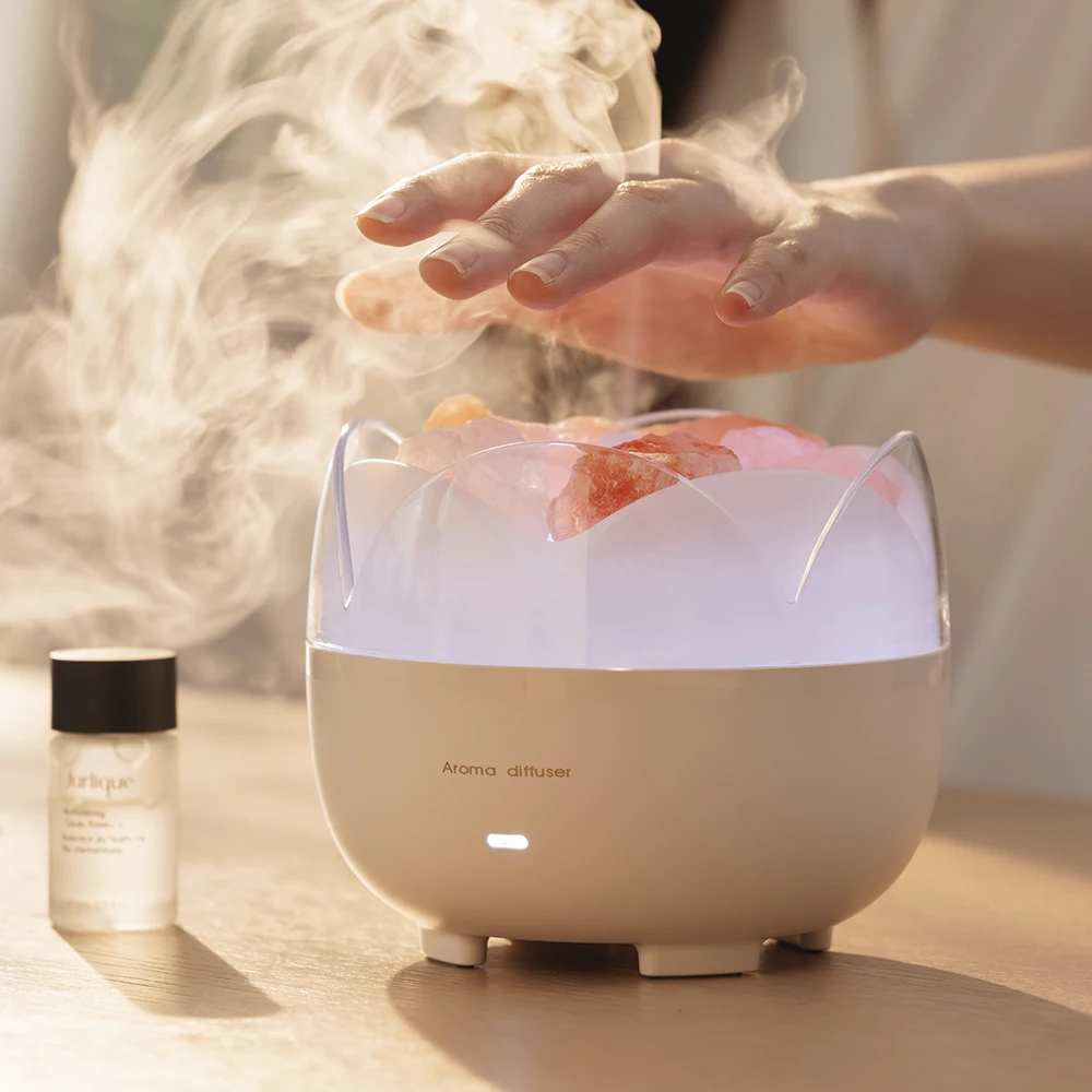 250ml Salt Stone Air Humidifier LED Lamp USB Essential Oil Diffuser Car Purifier Aroma Anion Mist Maker Oil Diffuser