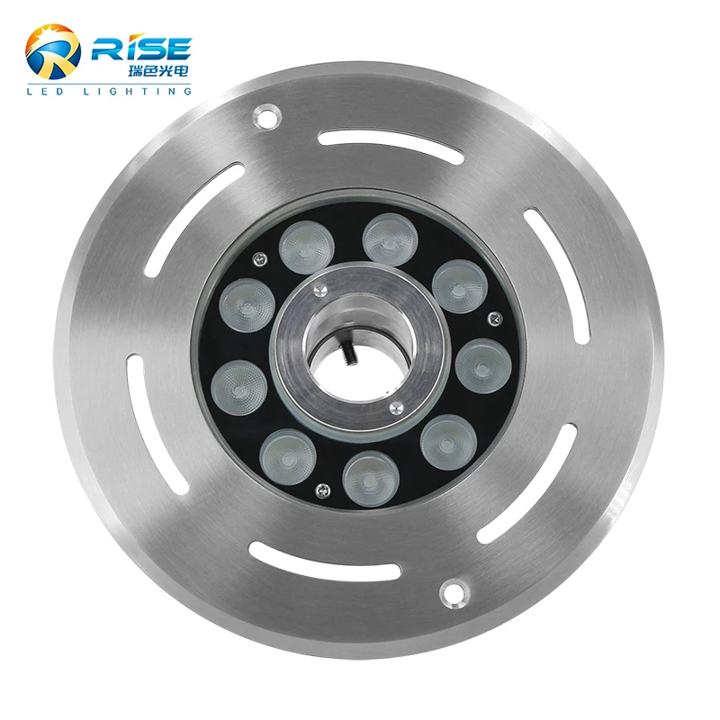 Outdoor stainless steel waterproof ip68 dmx rgb round 27w under water jet pump dry fountain ring nozzle led light for fountain