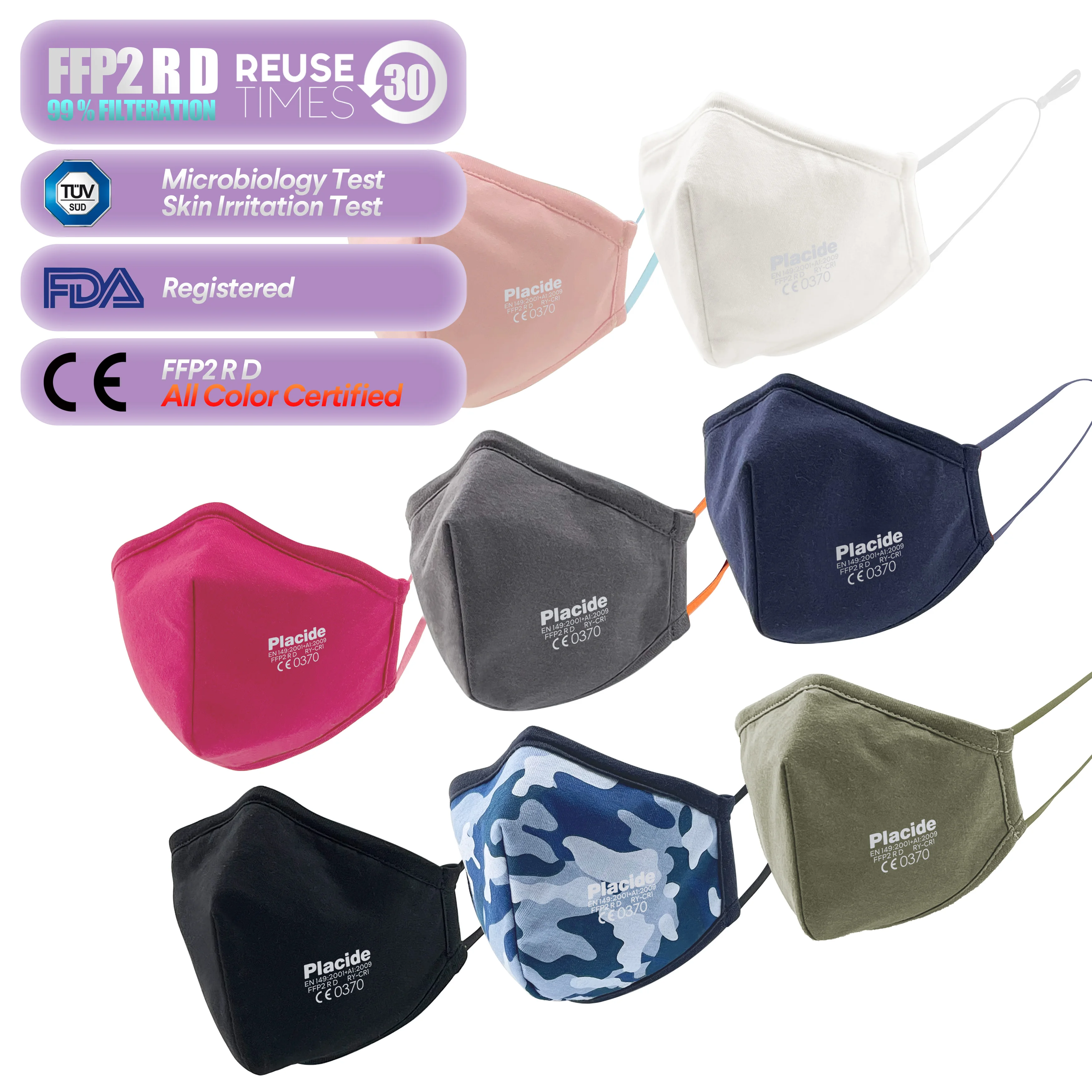 Wash Children Breathable Washable Black White Color Face Mask Nano Technology 99% filtering efficiency Cotton Cloth Reusable