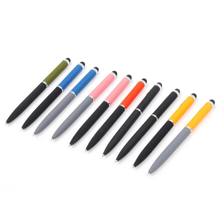 
Multi color ballpen soft touch stylus metal twist ballpoint pen with custom logo kugelschreiber 