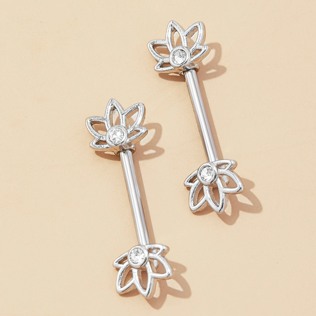 316l Stainless Steel Jewelry Inlaid Zircon Ring Nail Tongue Nail Sexy Luxury Gold Plated Nipple Piercing Titanium Jewelry