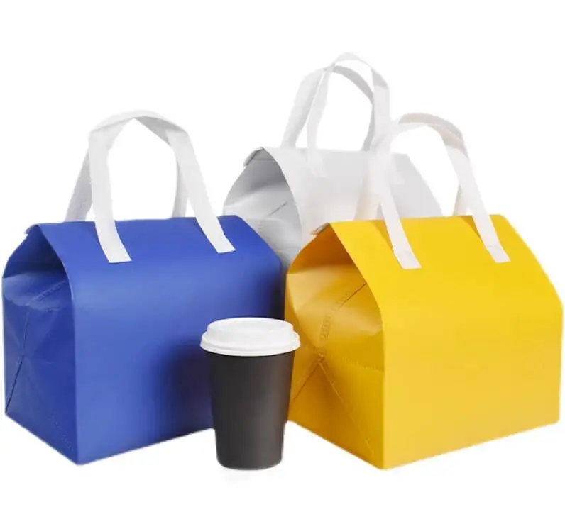 Custom Non woven cooler bag disposable with handles portable cake insulated cooler bag
