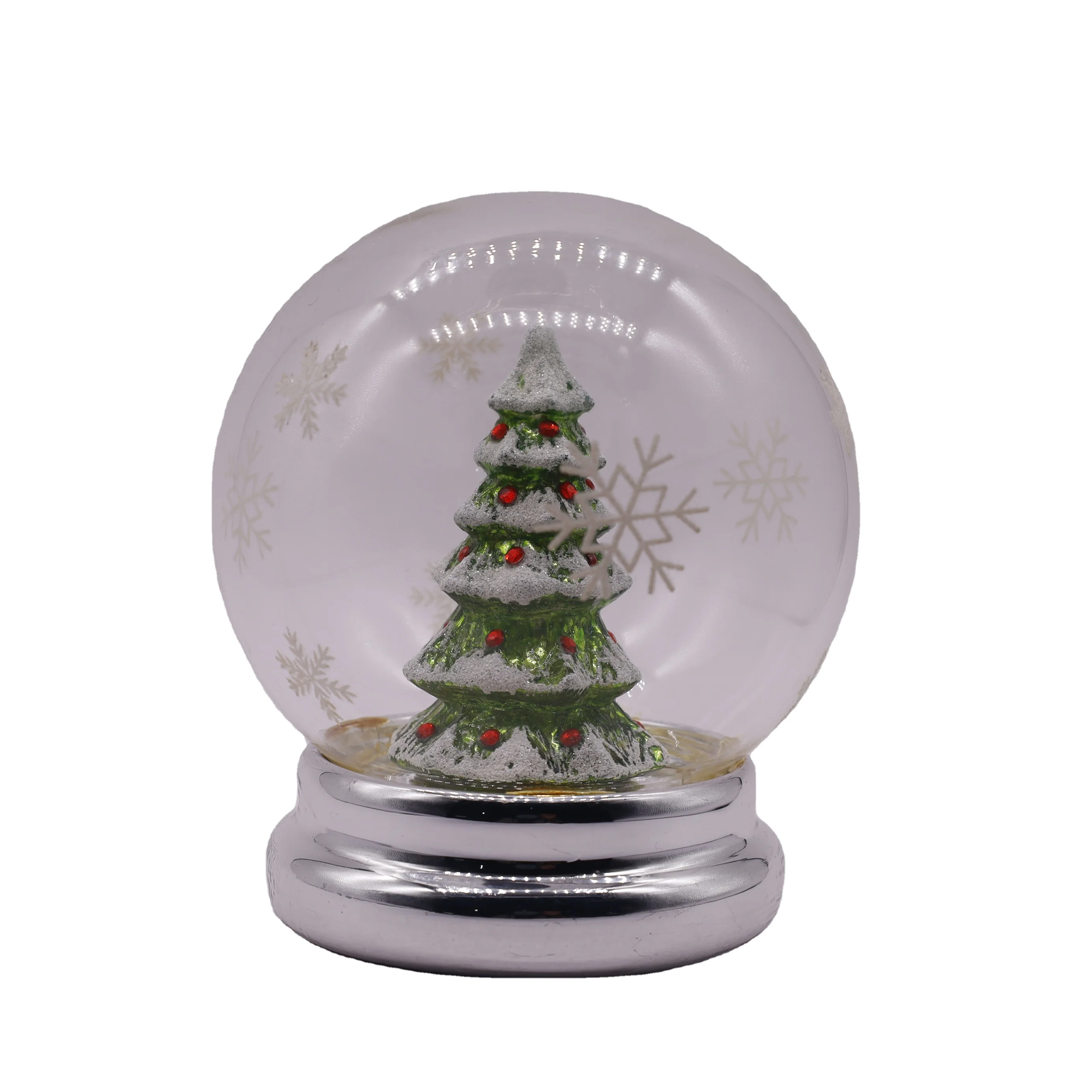 Новый Рождественский стеклянный декор, Снежная елка, белый медведь, светодиодная лампа, стеклянный шар, лампа