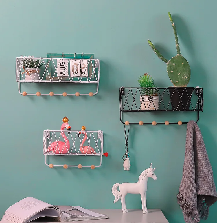Nordic Simple Home Decorator Wall Shelf Metal Storage Wall Mount Bathroom Shelves