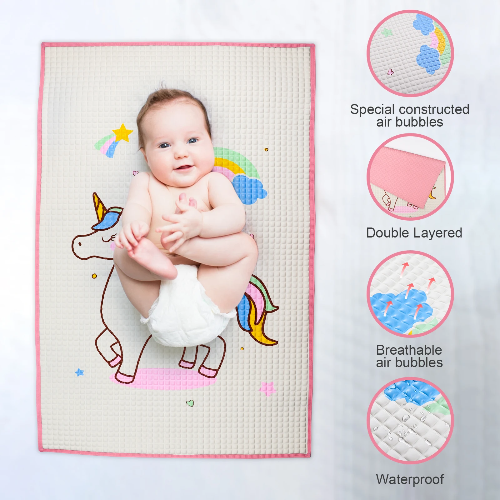 New Design waterproof Air filled Baby Cot Sheet Rubber Baby Mats Air Filled Rubber Cot Sheet