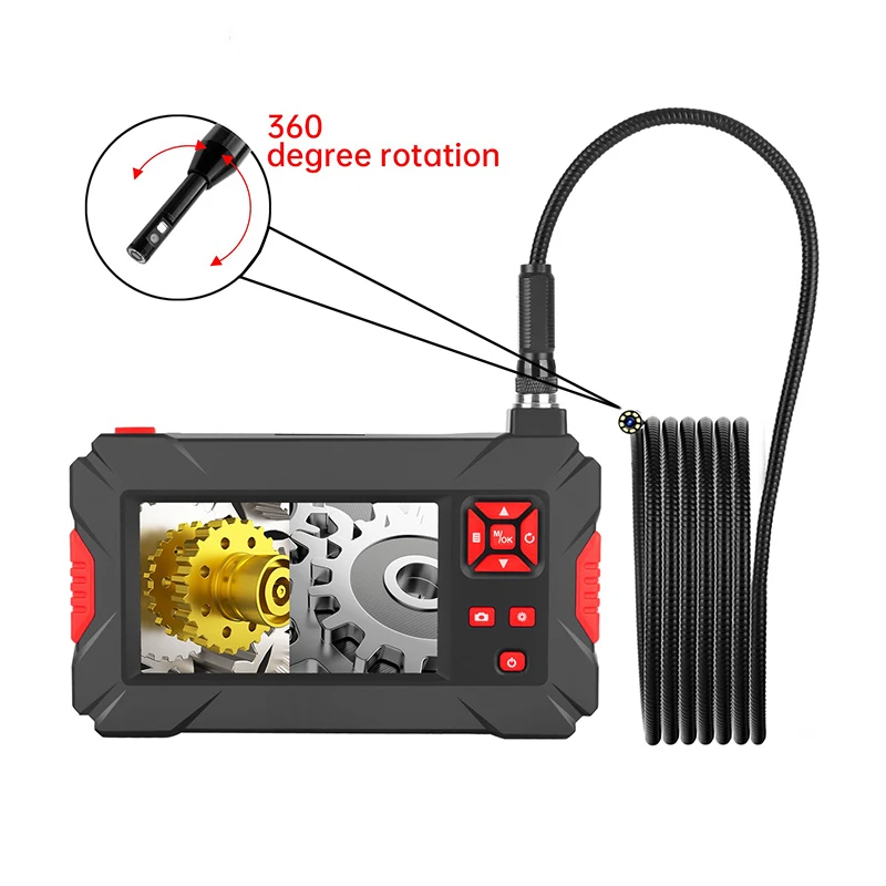 360-degree Rotating Endoscope Camera 4.3 Inch Screen 8mm Dual Lens Tube Borescope camera snake camera 8+1LED