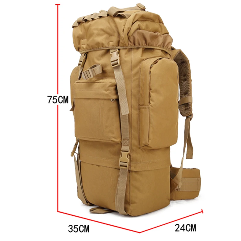 
Trekking Camouflage Oxford Camping Sports Travel Molle Rucksack Large Capacity Waterproof Military 70L Tactical Backpack 