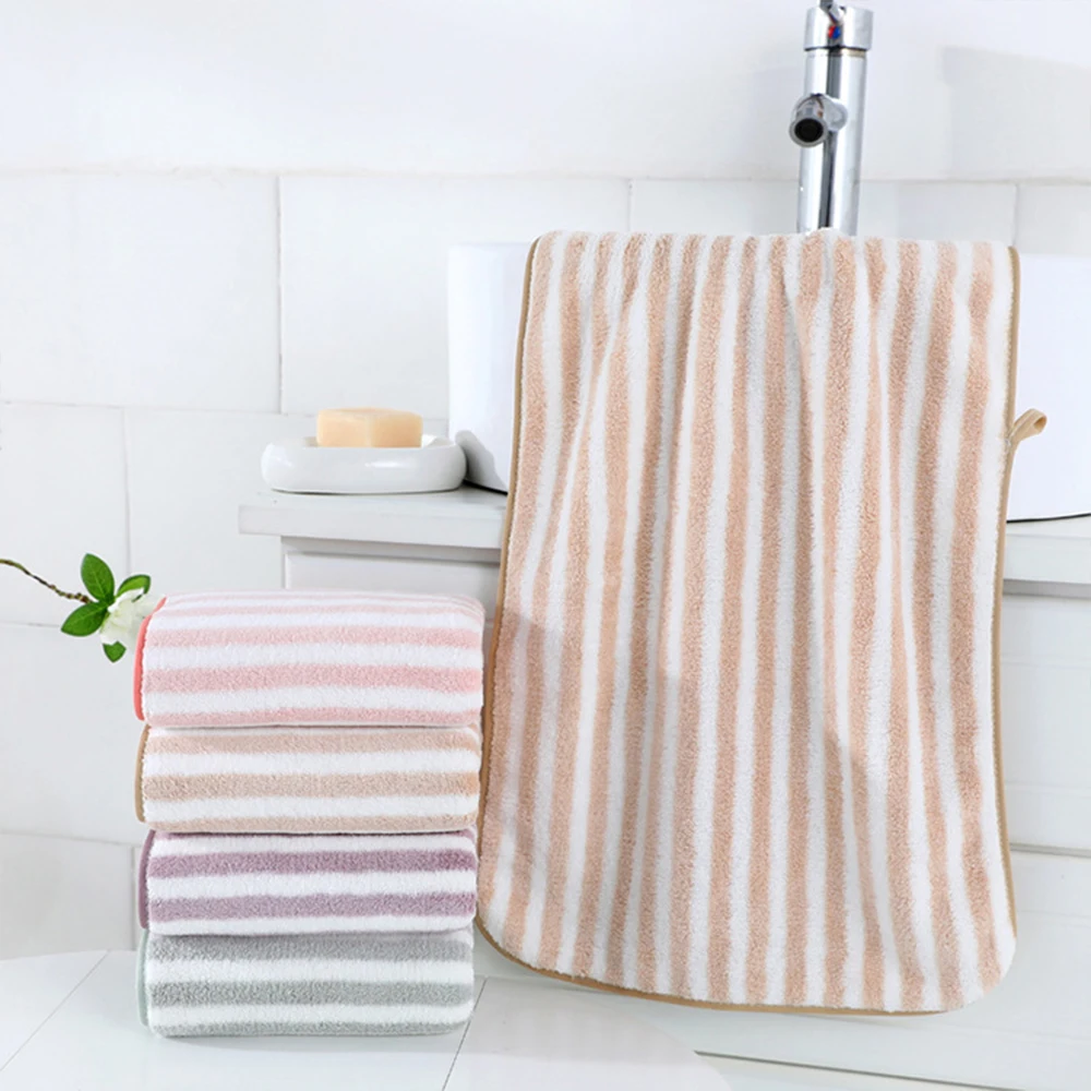 Premium absorbent stripe microfiber coral fleece velvet kitchen hand cleaning towel custom logo