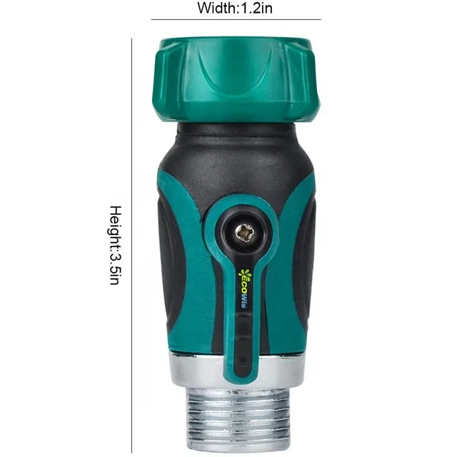 1 Way Metal Garden Hose Connector, Water Splitter Shut Off Valve with Easy Turn Control