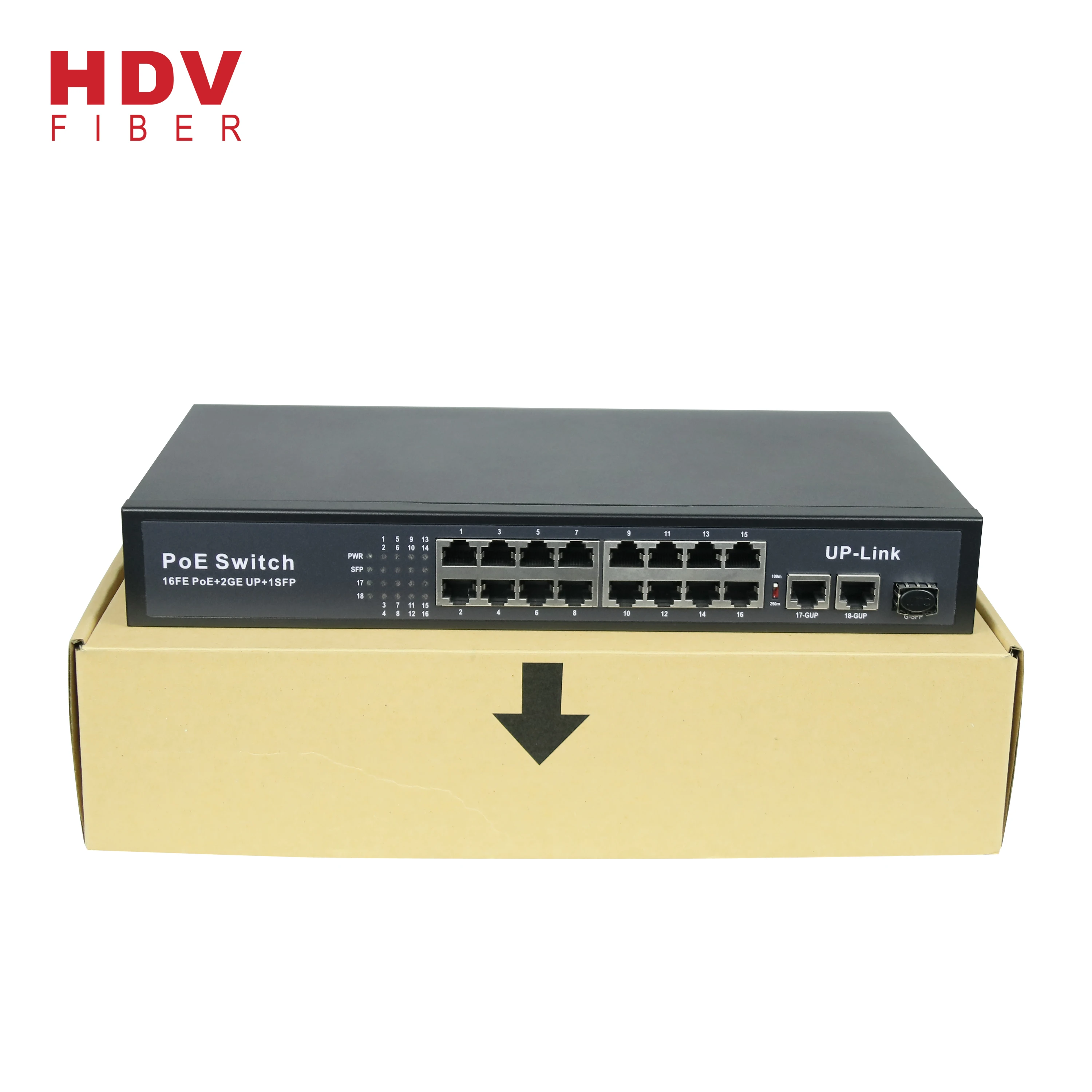 Max Power Supply UP To 300W 16FE POE+2GE UP+1G SFP 16 Port POE Switch