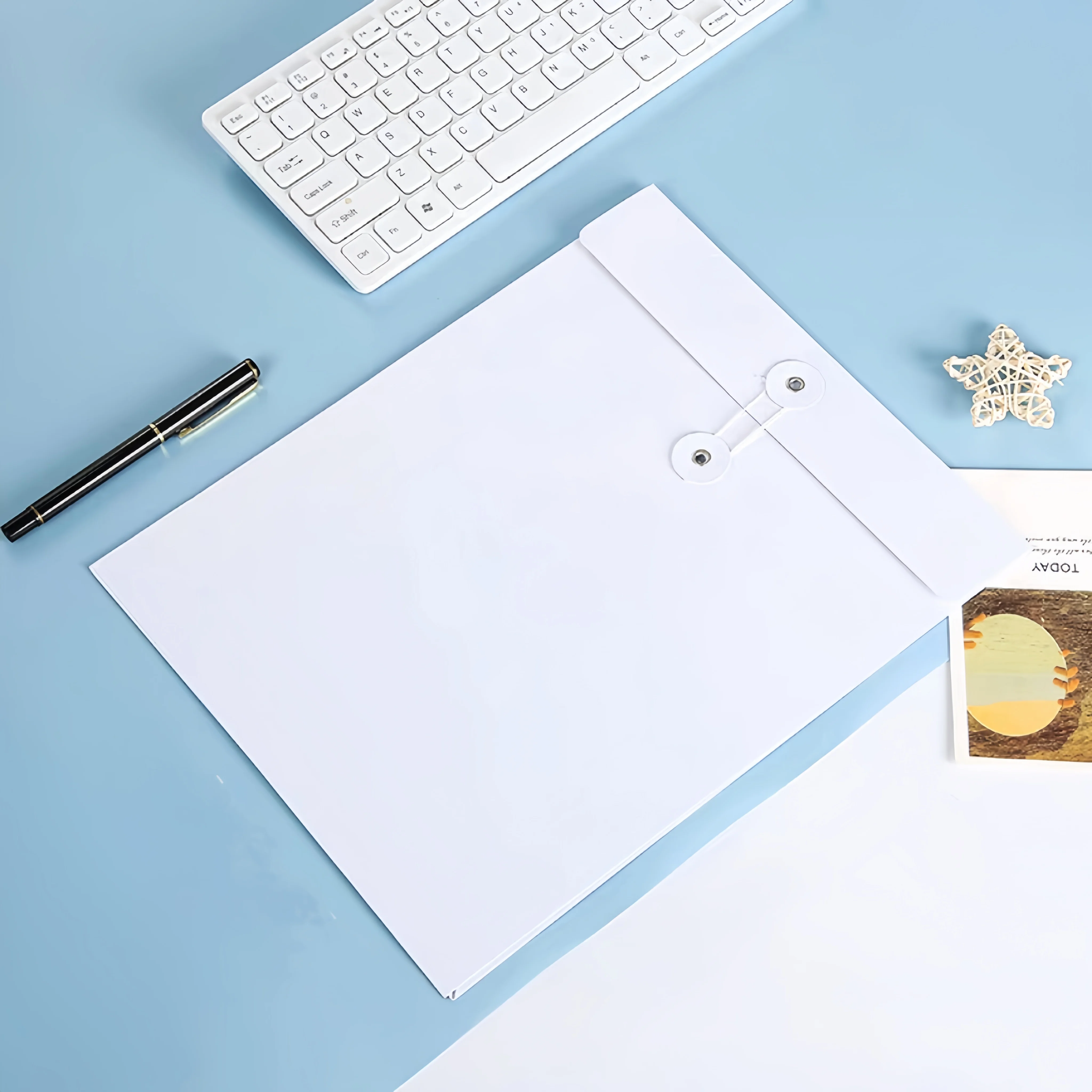 New arrival A4 Office File Folder Recycled Blank Kraft Paper Document Bag Envelope With String