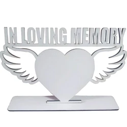 Sublimation Photo Frame Blanks Custom MDF Wooden Heart Wing IN LOVING MEMORY
