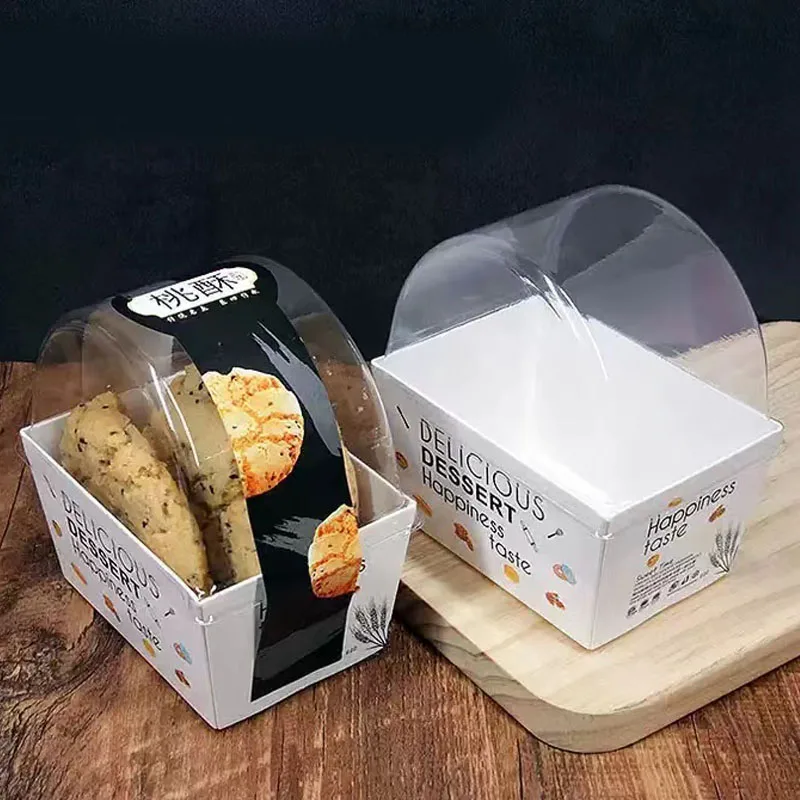 MOQ 500sets Take Out Cardboard Roast Food Packaging Disposable Egg Drop Sandwich Hamburger Box With Dome Cover