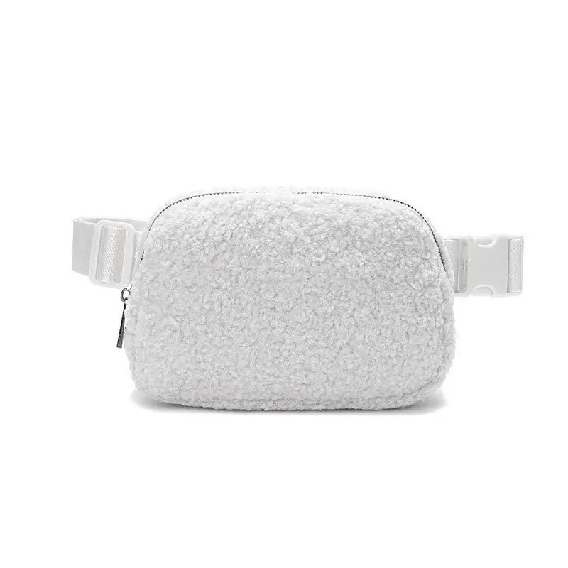 Fleece Belt Bag Adjustable Strap Trendy Faux Fur Fanny Pack Women Zipper Sherpa Sling Bag