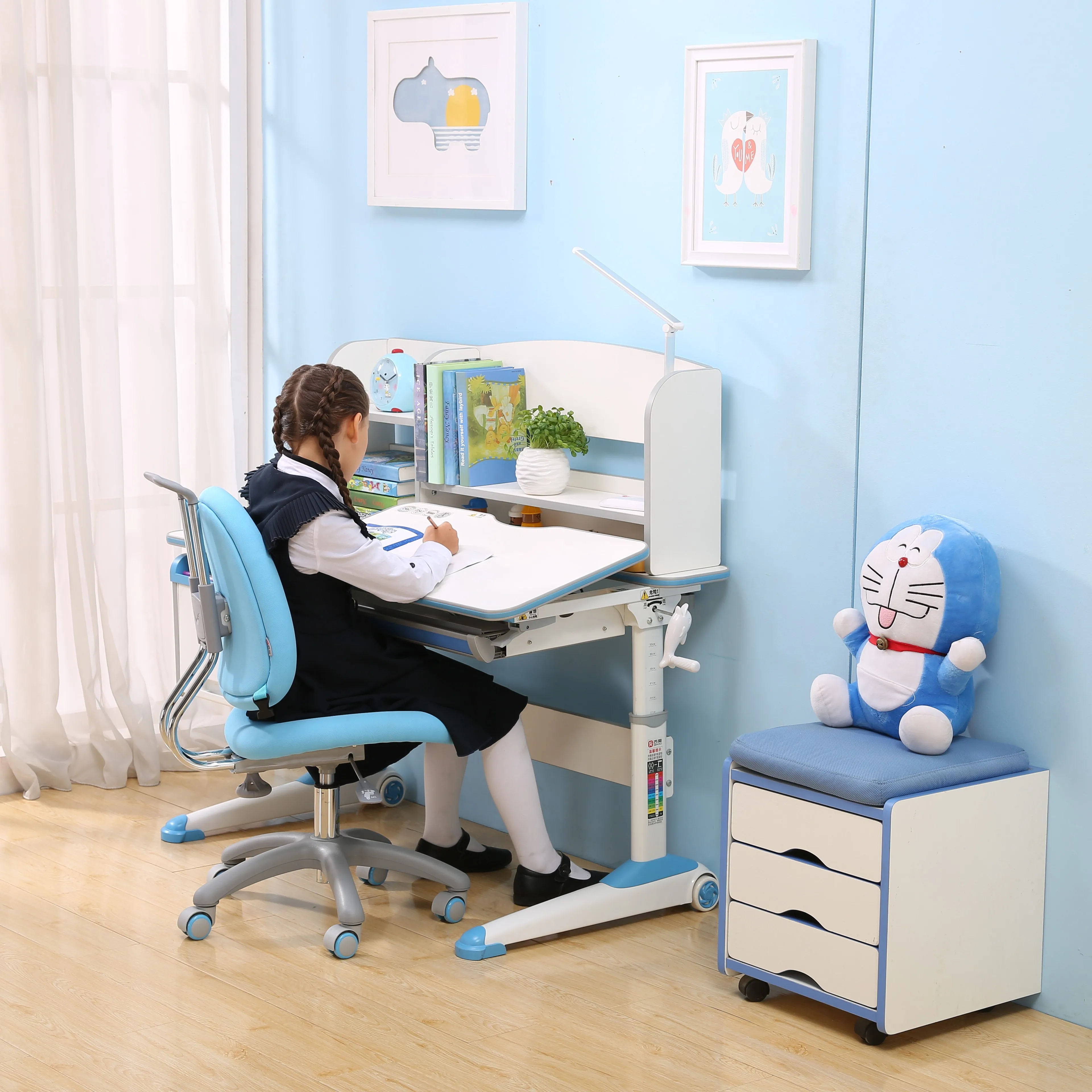 
Wholesale Children Baby Furniture Sponge Fabric Seat Kids Swivel Study Learning Table Chair 
