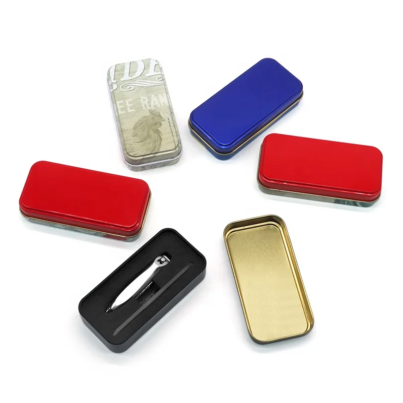 High Grade Empty Nail Tools Manicure Tin Box Tinplate Usb Flash Drive Packaging Container Square Rectangle Cosmetic Tin Case