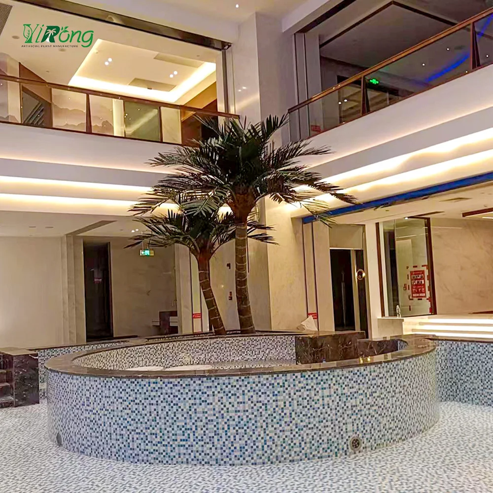 Yirong Artificial Plants Greenery Big Plastic Fake Faux Coconut Palm Tree Artificial Plant For Inside Outdoor