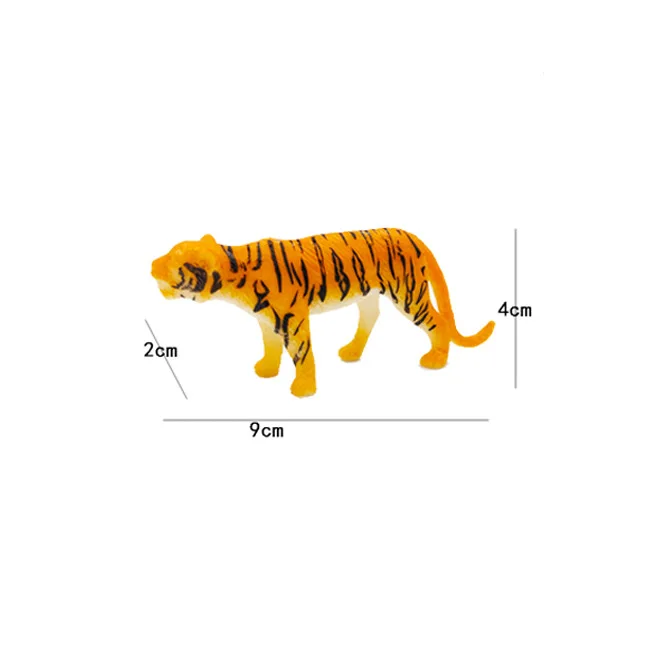 12PCS  Vinyl Solid Soft Rubber Simulation Animal Small Animal Model Toys Tiger and Lion 3-5 inch